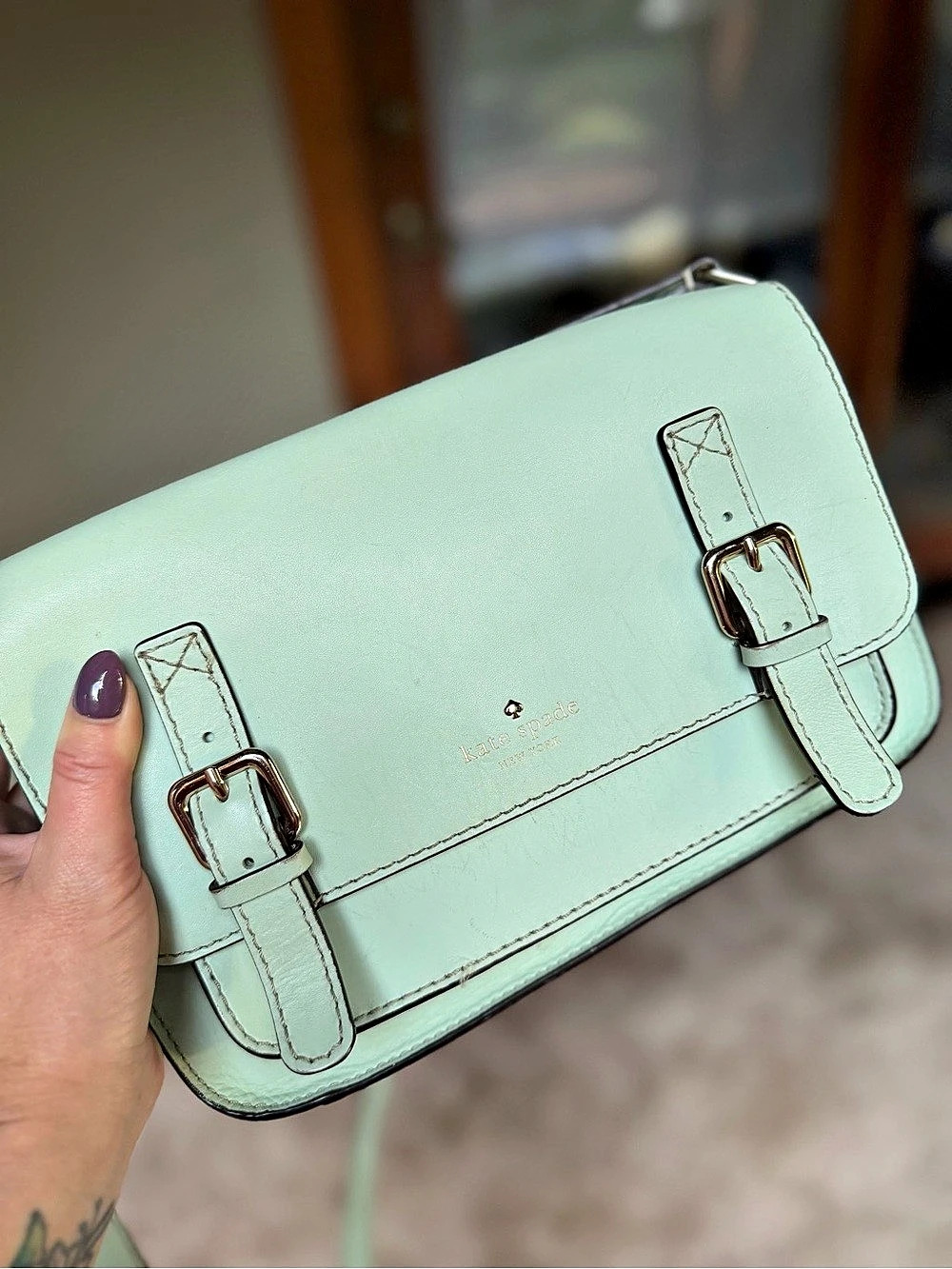 kate spade Vintage Cowhide Leather & Suede Crossbody Camera Messenger Bag